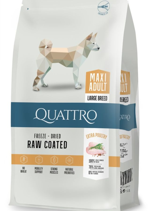 Полнорационный сухой корм для взрослых собак больших пород Maxi Adult с мясом птицы, 3 кг Quattro (275997953)