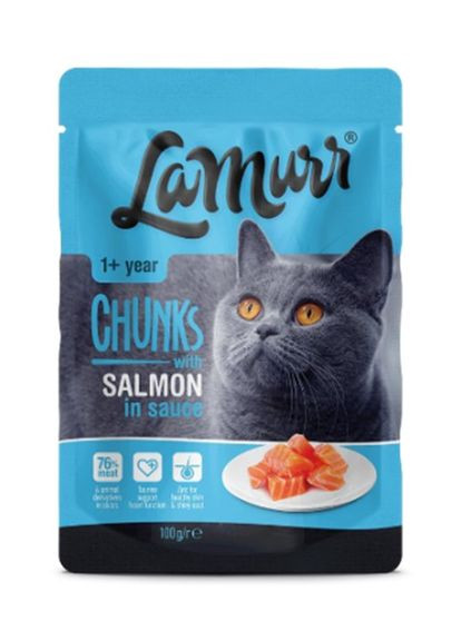 Влажный корм La Murr с лососем для взрослых кошек всех пород 100 г Quattro (275997952)