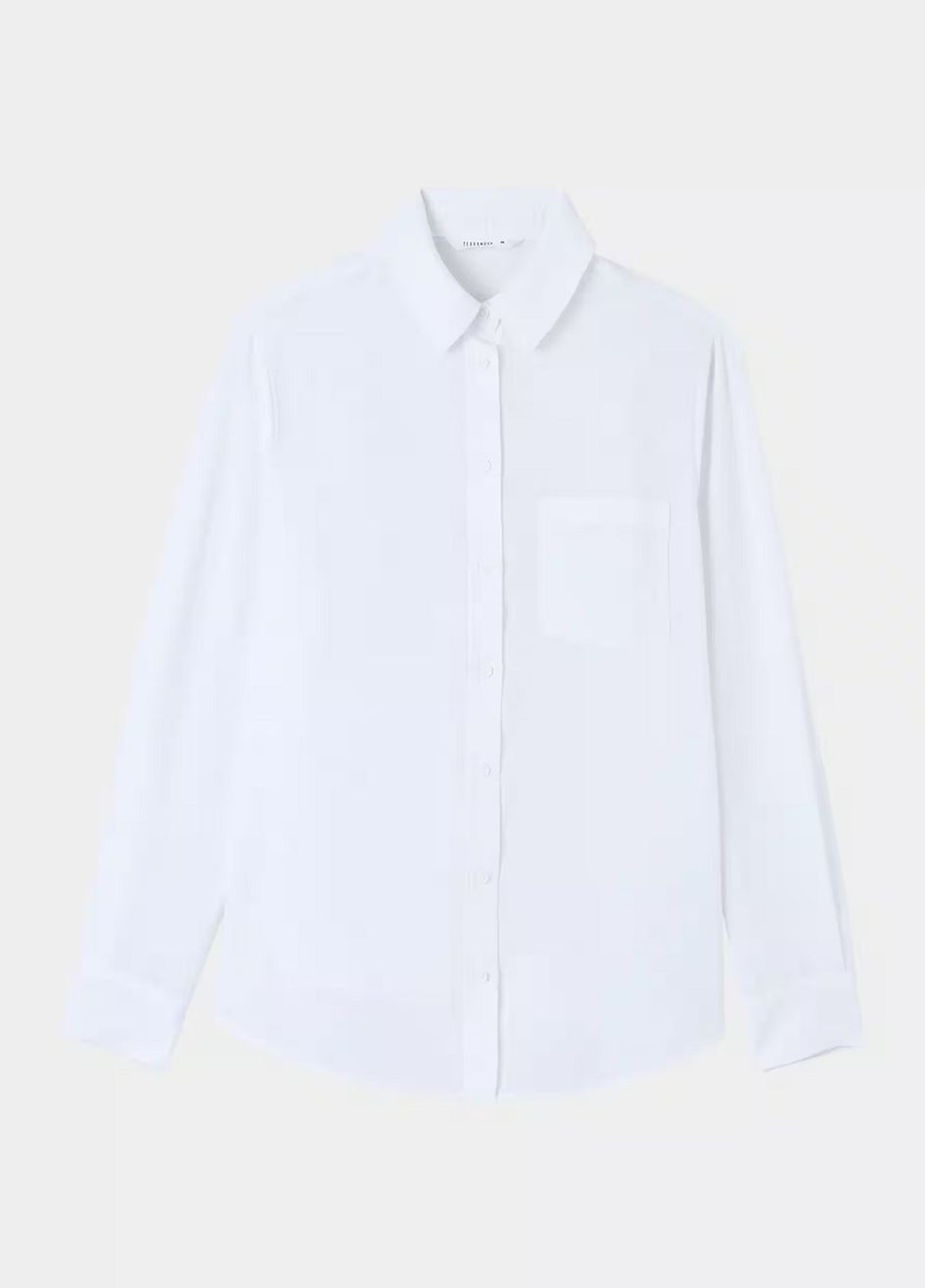 Белая кэжуал рубашка однотонная Terranova