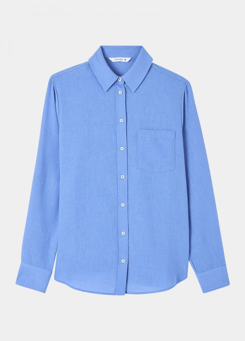 Голубой кэжуал рубашка однотонная Terranova