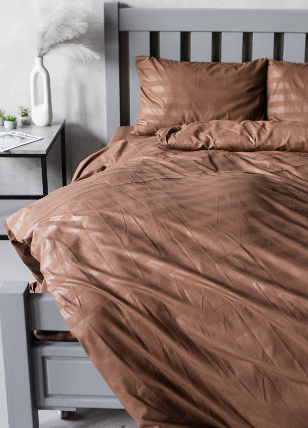 Комплект постельного белья Страйп коричневый (двуспальный) Homedec - (275929808)