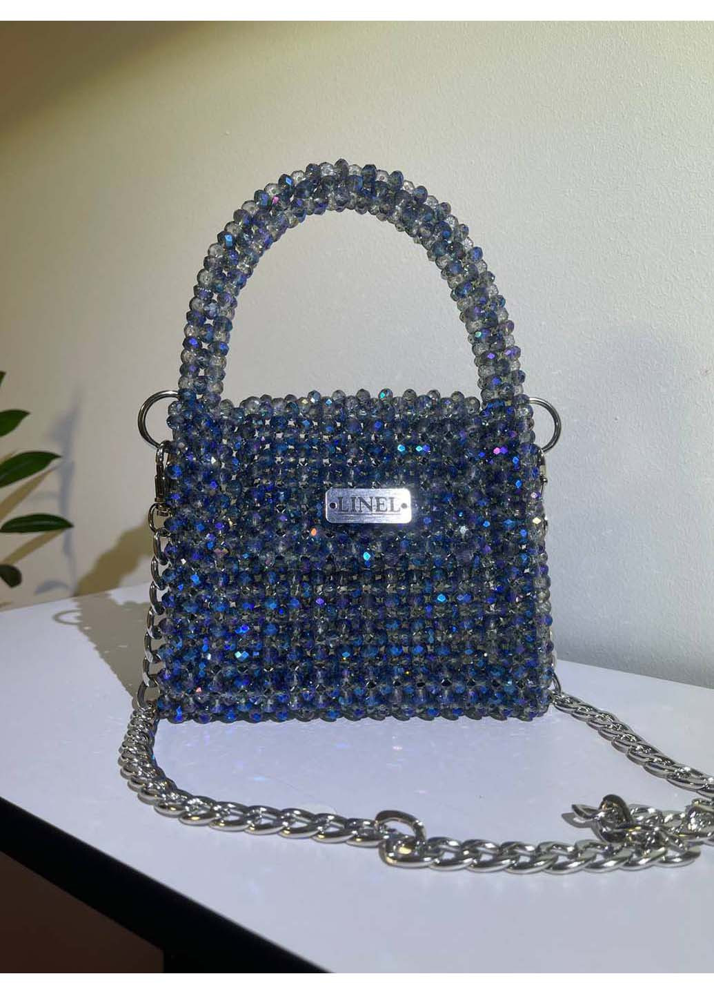 Сумка жіноча синя з намистин ручна робота Linel (275992359)