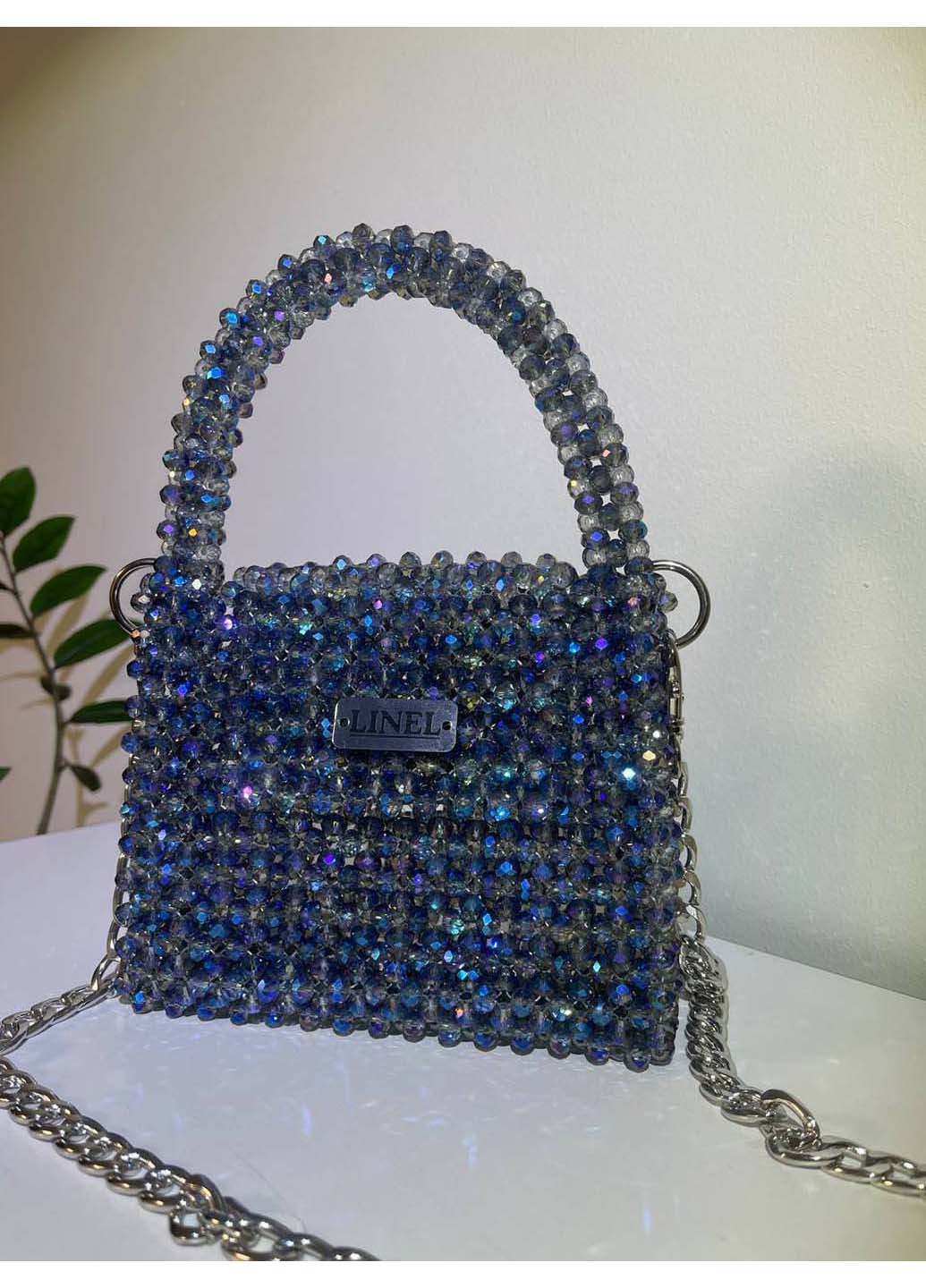Сумка жіноча синя з намистин ручна робота Linel (275992359)