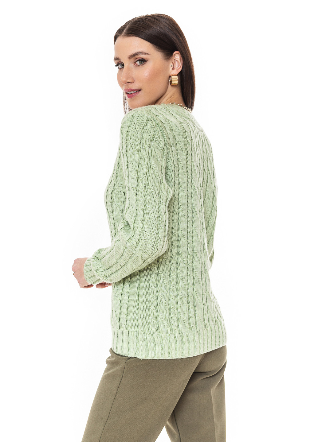 Фісташковий светр з v-подібним коміром SVTR