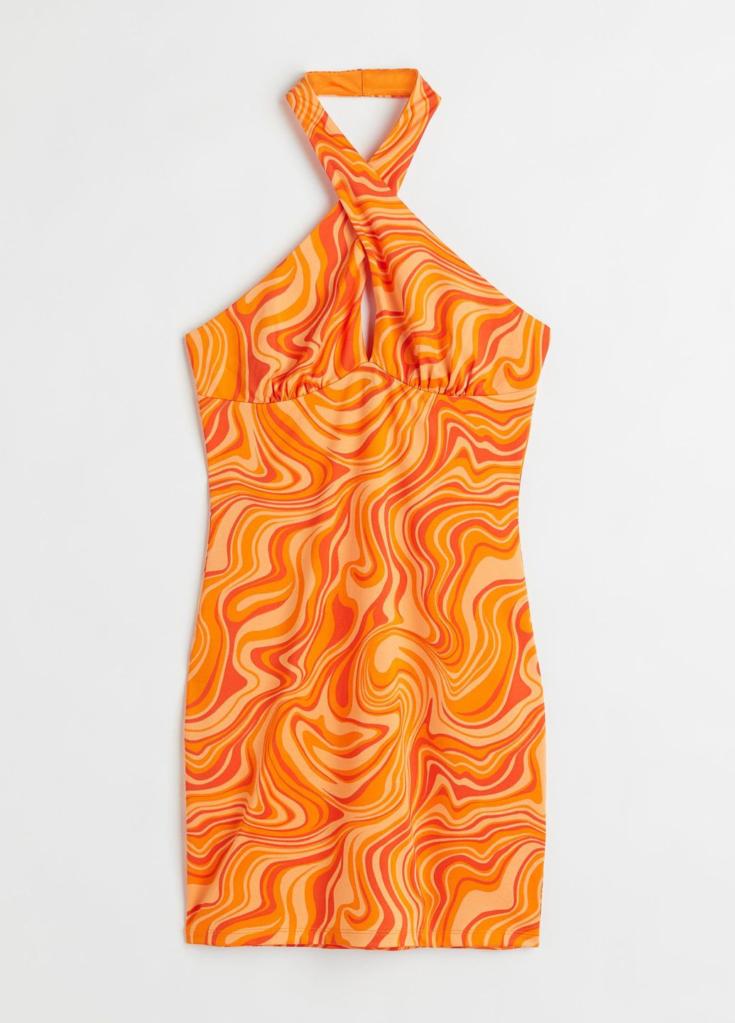 Оранжевое повседневный платье H&M с абстрактным узором