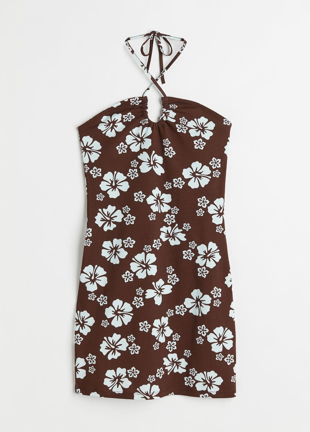 Коричневое повседневный платье H&M с цветочным принтом