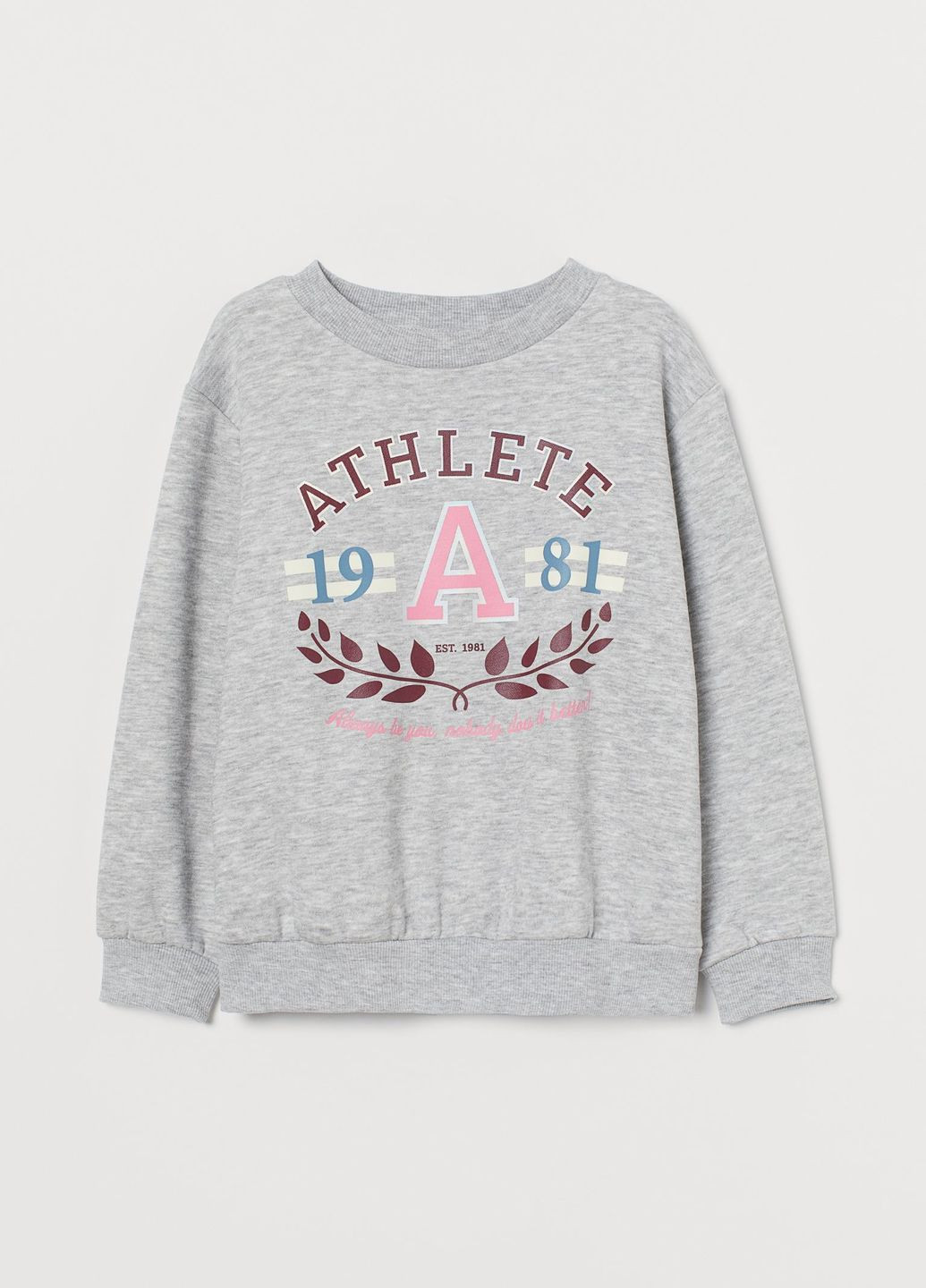 H&M світшот малюнок світло-сірий повсякденний бавовна