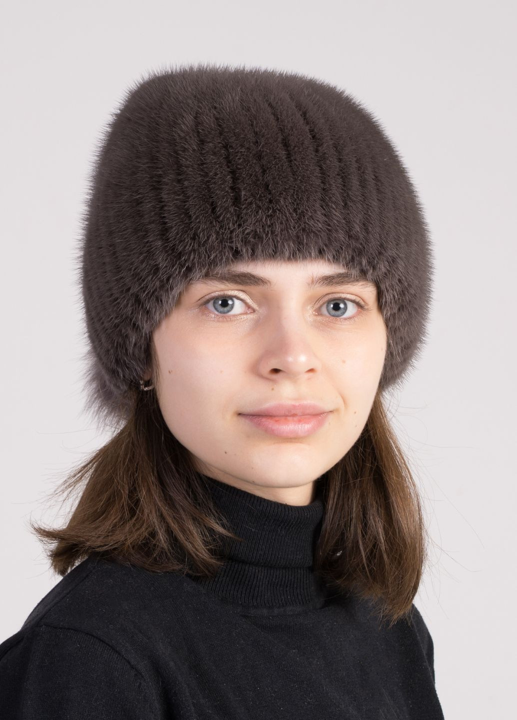 В'язана жіноча хутряна норкова шапка Меховой Стиль мия (275999564)