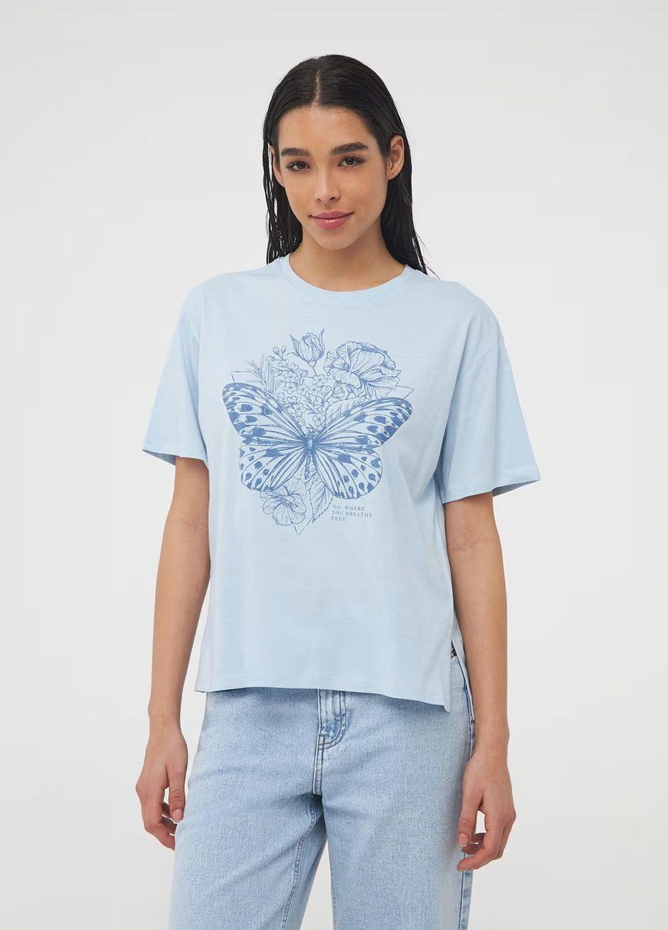 Голубая летняя футболка женщин Terranova