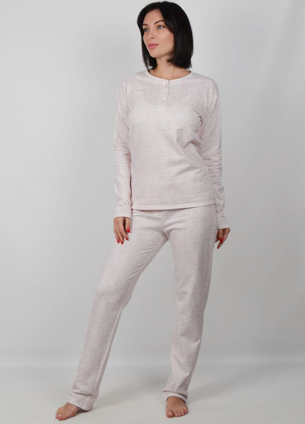 Светло-розовая всесезон пижама женская реглан + брюки Roksana