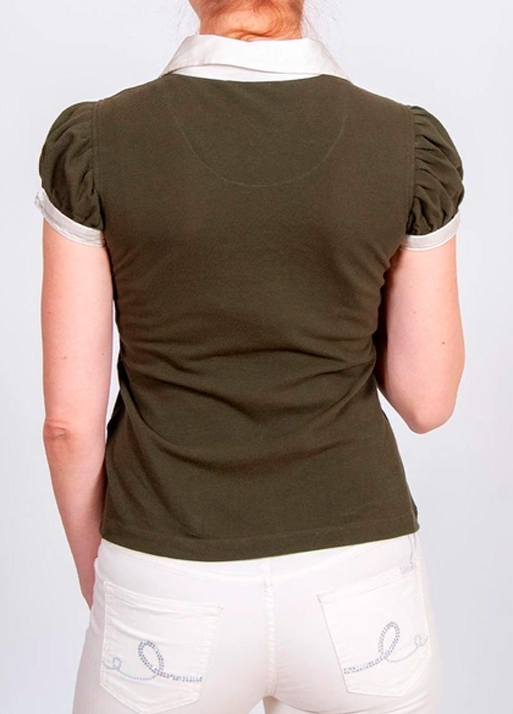 Оливковая женская футболка-поло Seven 7