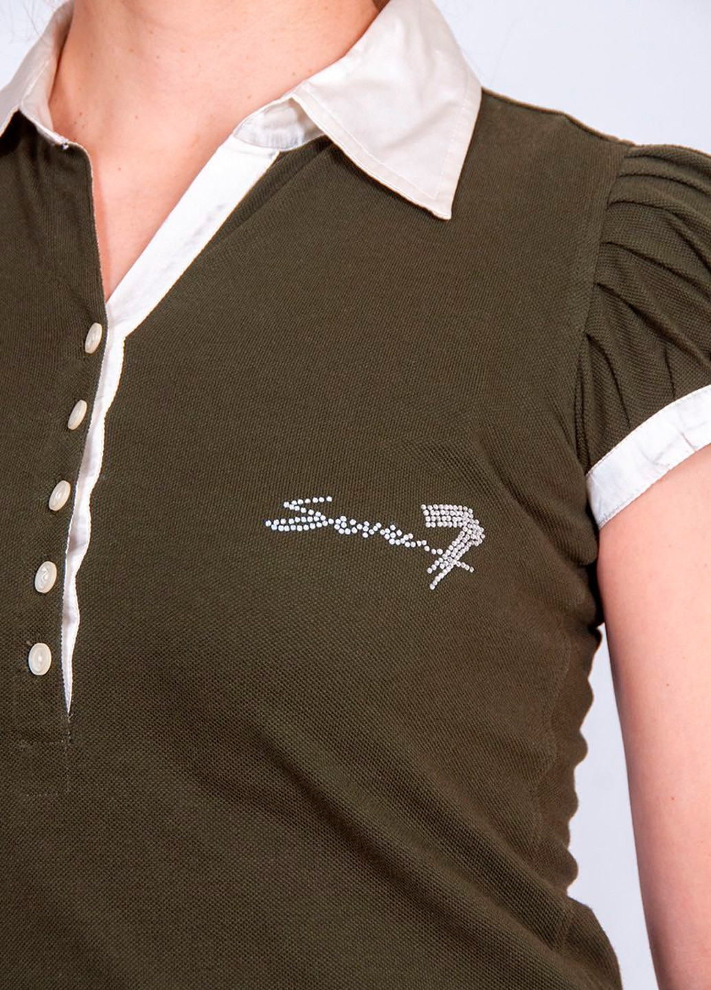 Оливковая женская футболка-поло Seven 7