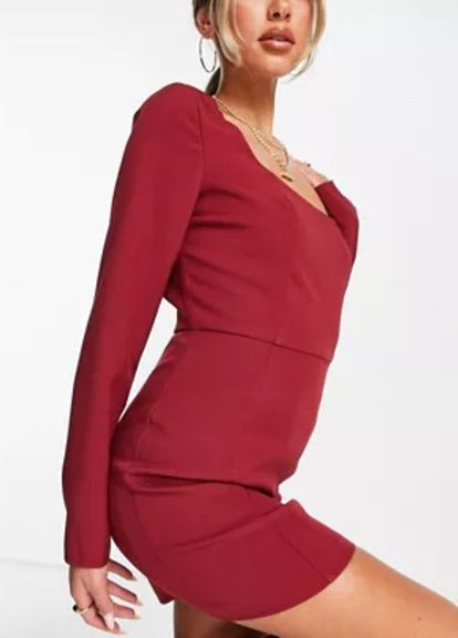 Бордовое коктейльное плаття бандажное Missguided однотонное