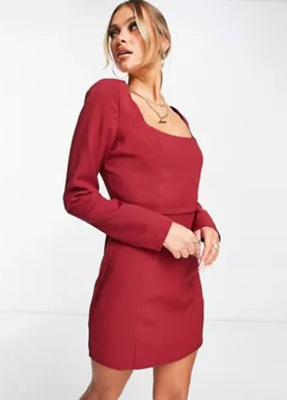 Бордовое коктейльное плаття бандажное Missguided однотонное