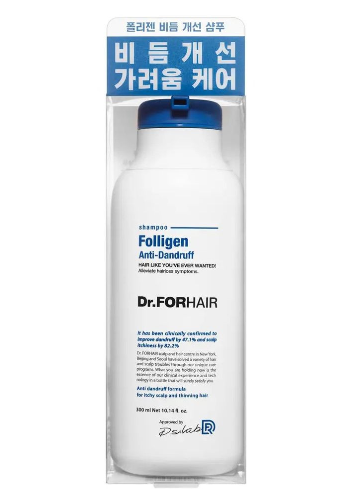 Шампунь проти лупи для ослабленого волосся Folligen Anti-Dandruff Shampoo, 300 ml Dr.Forhair (276190576)