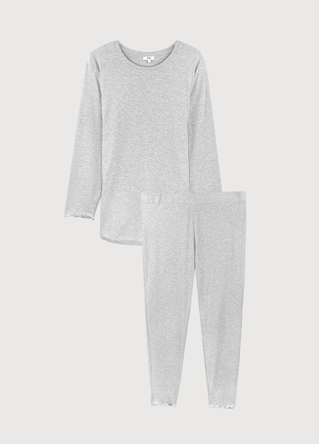 Серая всесезон пижама в рубчик (лонгслив, штаны) C&A