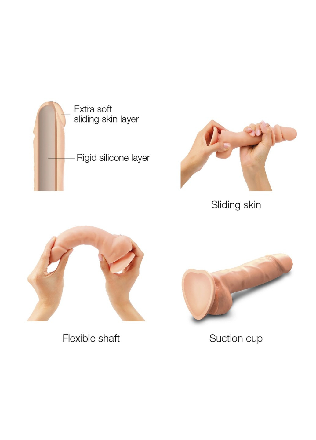 Реалістичний фалоімітатор Sliding Skin Realistic Dildo Vanille - XL, ефект рухливої шкір Strap-On-Me (276325619)