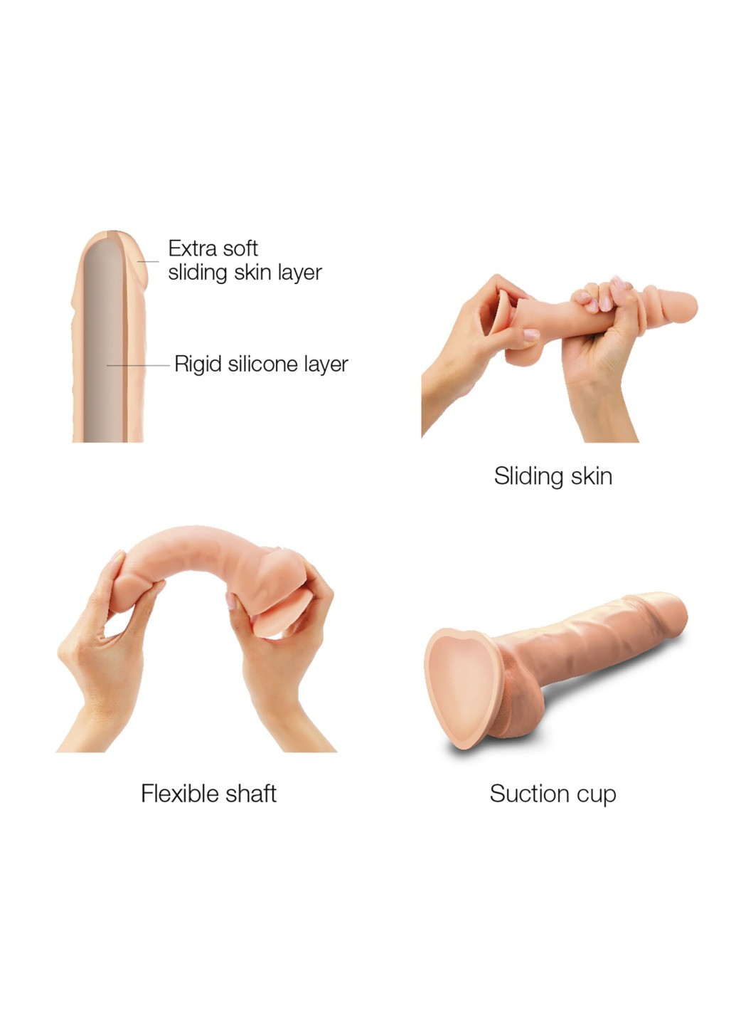 Реалістичний фалоімітатор Sliding Skin Realistic Dildo Vanille - S, ефект рухливої шкіри Strap-On-Me (276325581)