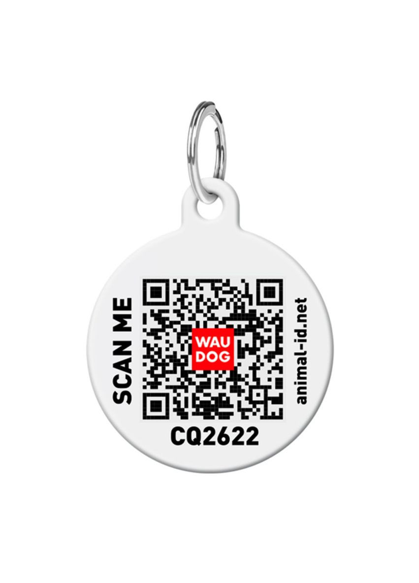 Адресник для собак та котів перс. металевий Smart ID з QR паспортом, S"Камо зелений", коло, Д 25 мм WAUDOG (276387582)