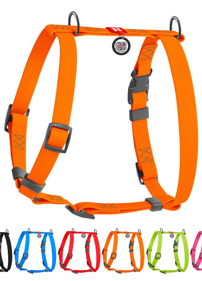 Шлей для собак водостойкий анатомический Н-образный Waterproof с QR, XL, Ш 40 мм, А 60-98 см, В 69-110 см оранжевый WAUDOG (276387176)