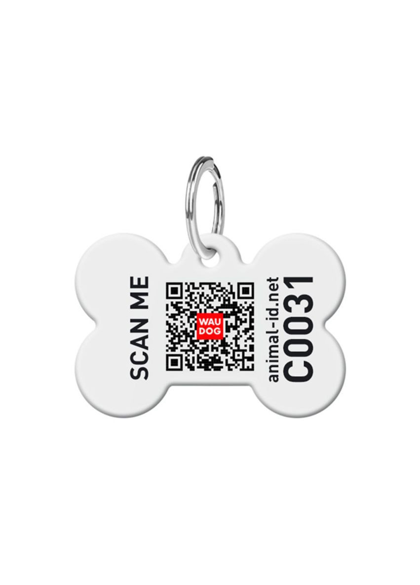 Адресник для собак и кошек перс. металлический Smart ID с QR паспортом, S"Сердца", кость, Д 31 мм, Ш 21 мм WAUDOG (276387602)