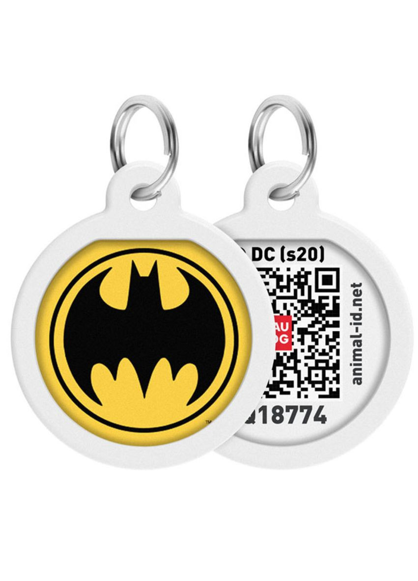 Адресник для собак и кошек металлический Smart ID с QR паспортом "Бэтмен лого", круг, Д 25 мм WAUDOG (276387014)