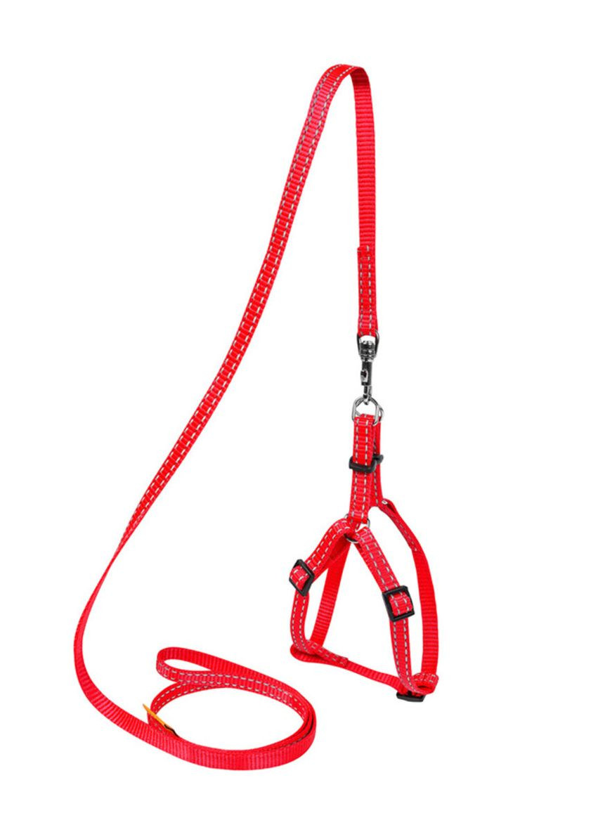 Шлея "" з нейлону регульована з повідцем (ширина 15мм, В:40-55см) червоний Dog Extreme (276387647)