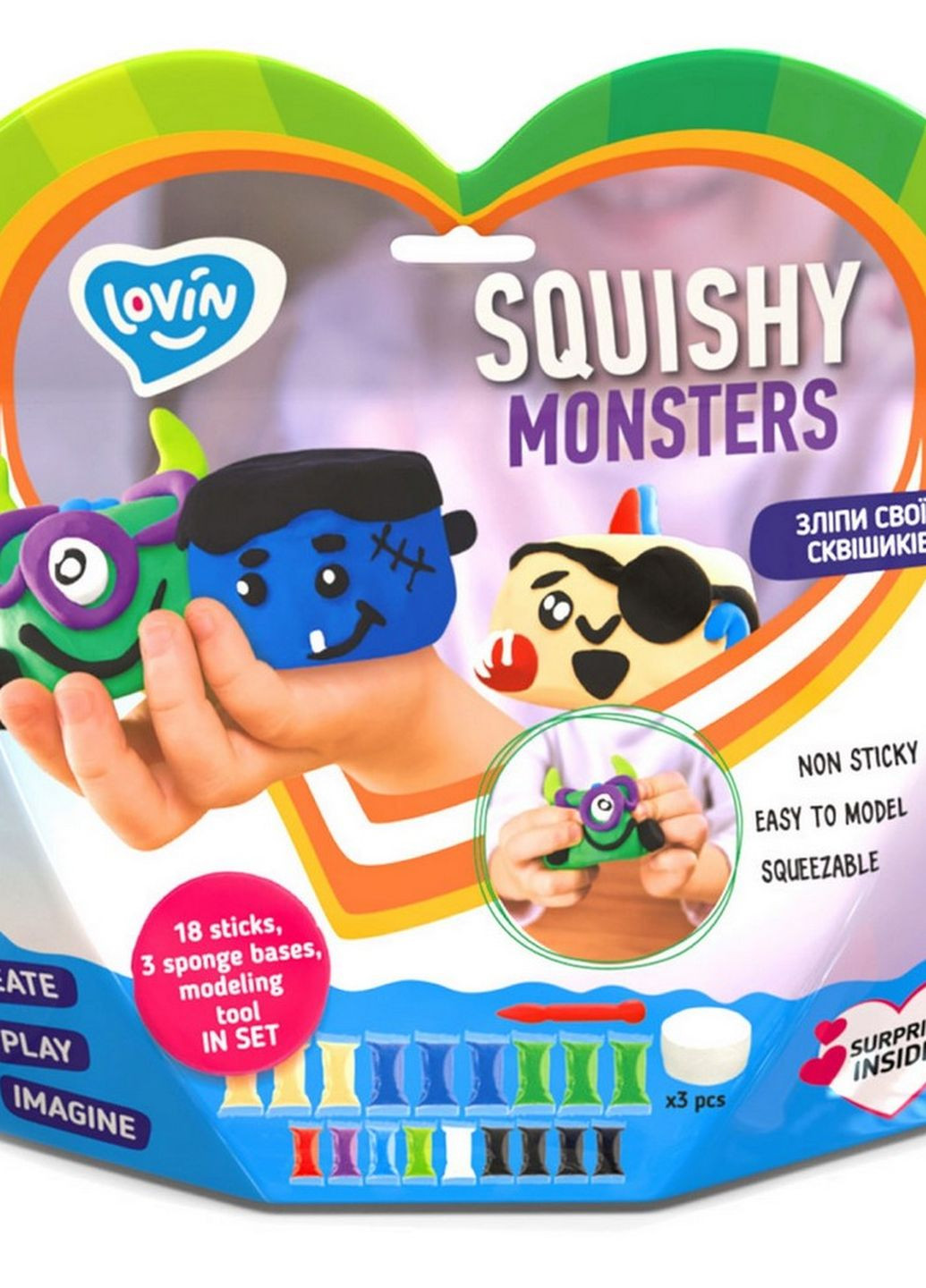 Набор для лепки Squishy "Monsters" ТМ Lovin 70130 с воздушным пластилином LOVIN'DO (276383307)
