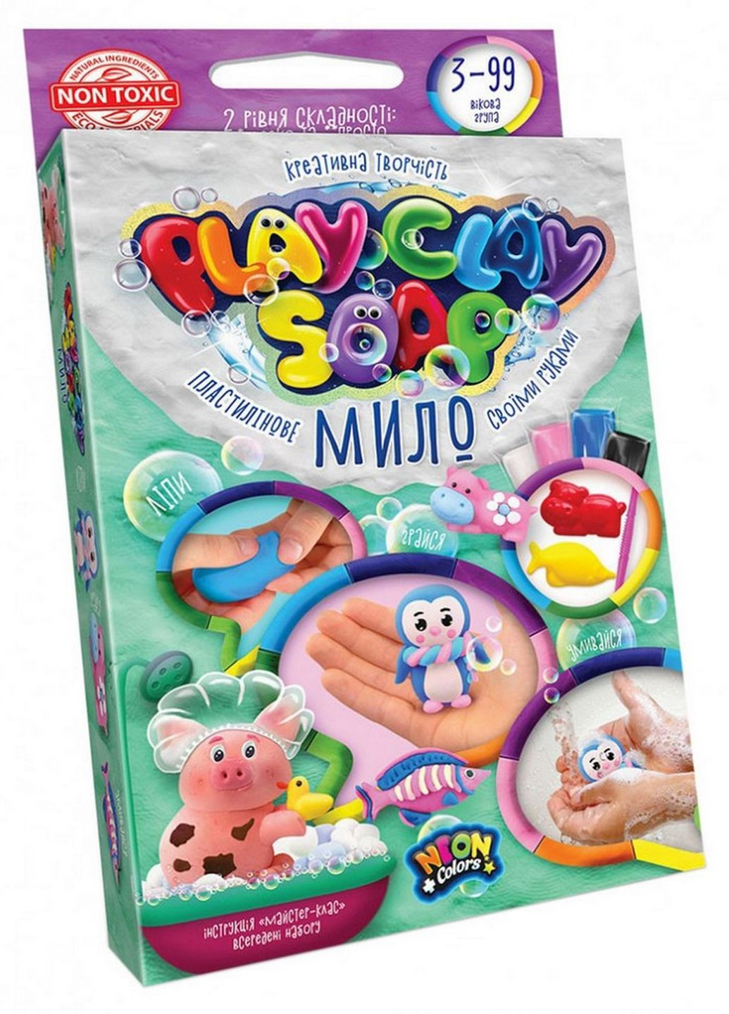 Набір креативної творчості "Пластилінове мило" PCS-02 Play Clay Soap, малий, укр, 4 кольори Пінгвін Danko Toys (276383327)