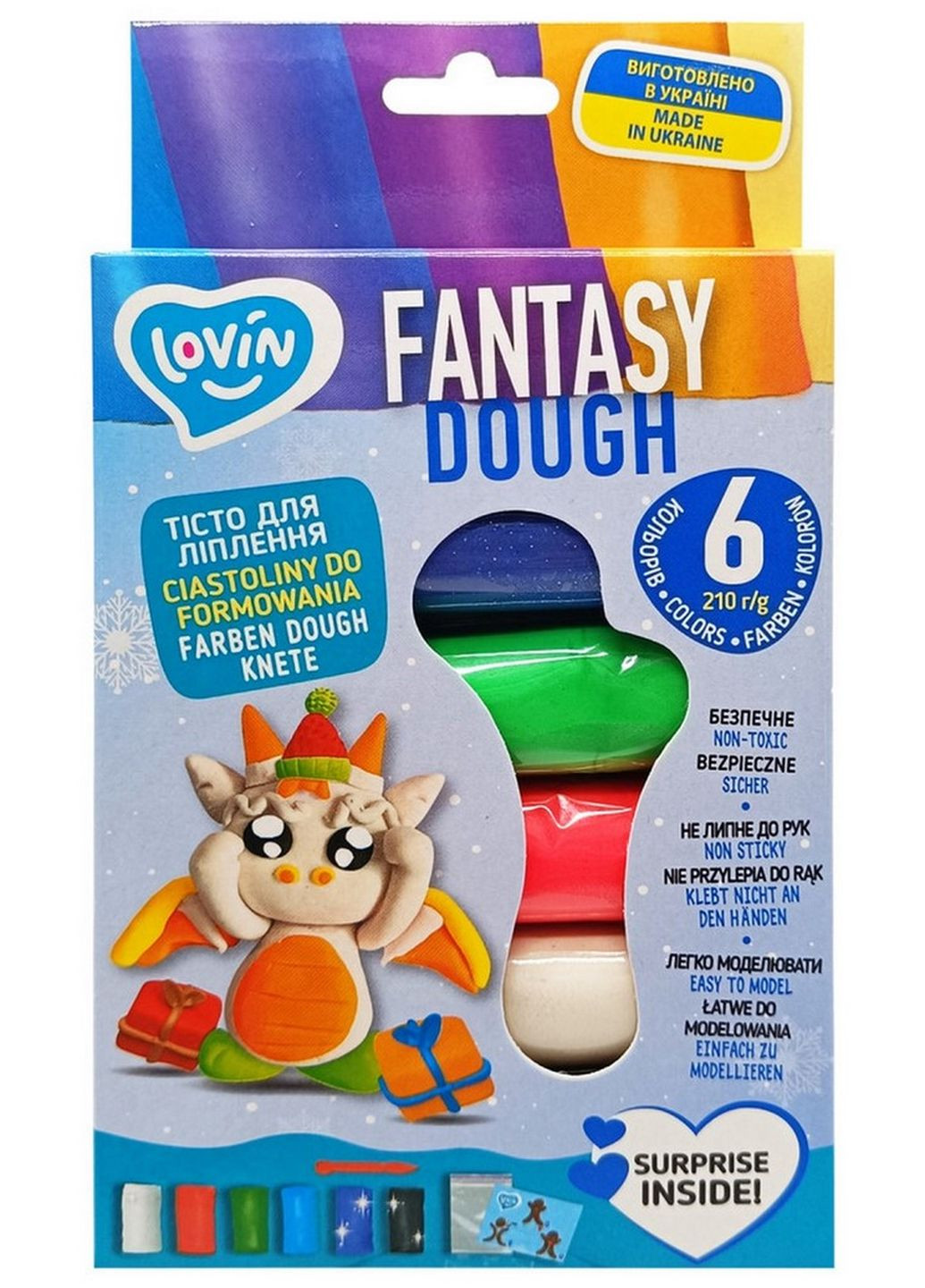 Набор для лепки из теста "Fantasy Dough" Lovin 41241, 6 цветов LOVIN'DO (276383252)