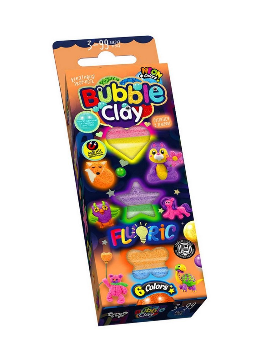 Набор для креативного творчества "BUBBLE CLAY "FLUORIC" BBC-FL-6-01U Укр Вид 2 Danko Toys (276383320)