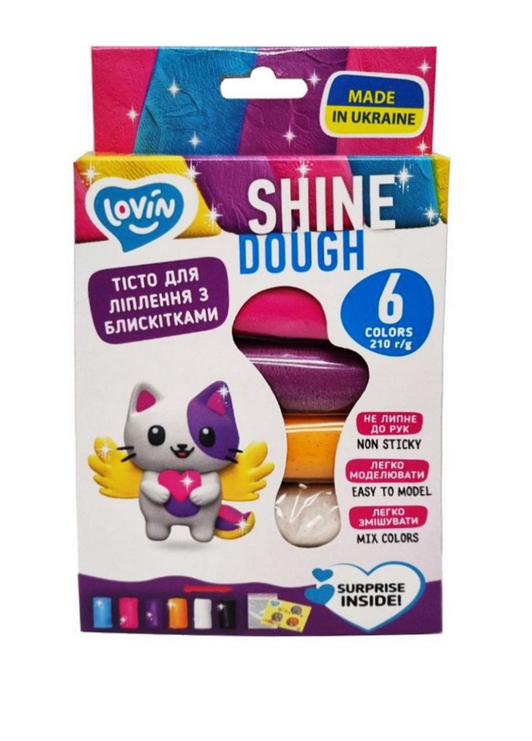 Набор теста для лепки "Shine" ТМ Lovin 41177, 6 цветов по 35 г LOVIN'DO (276383263)
