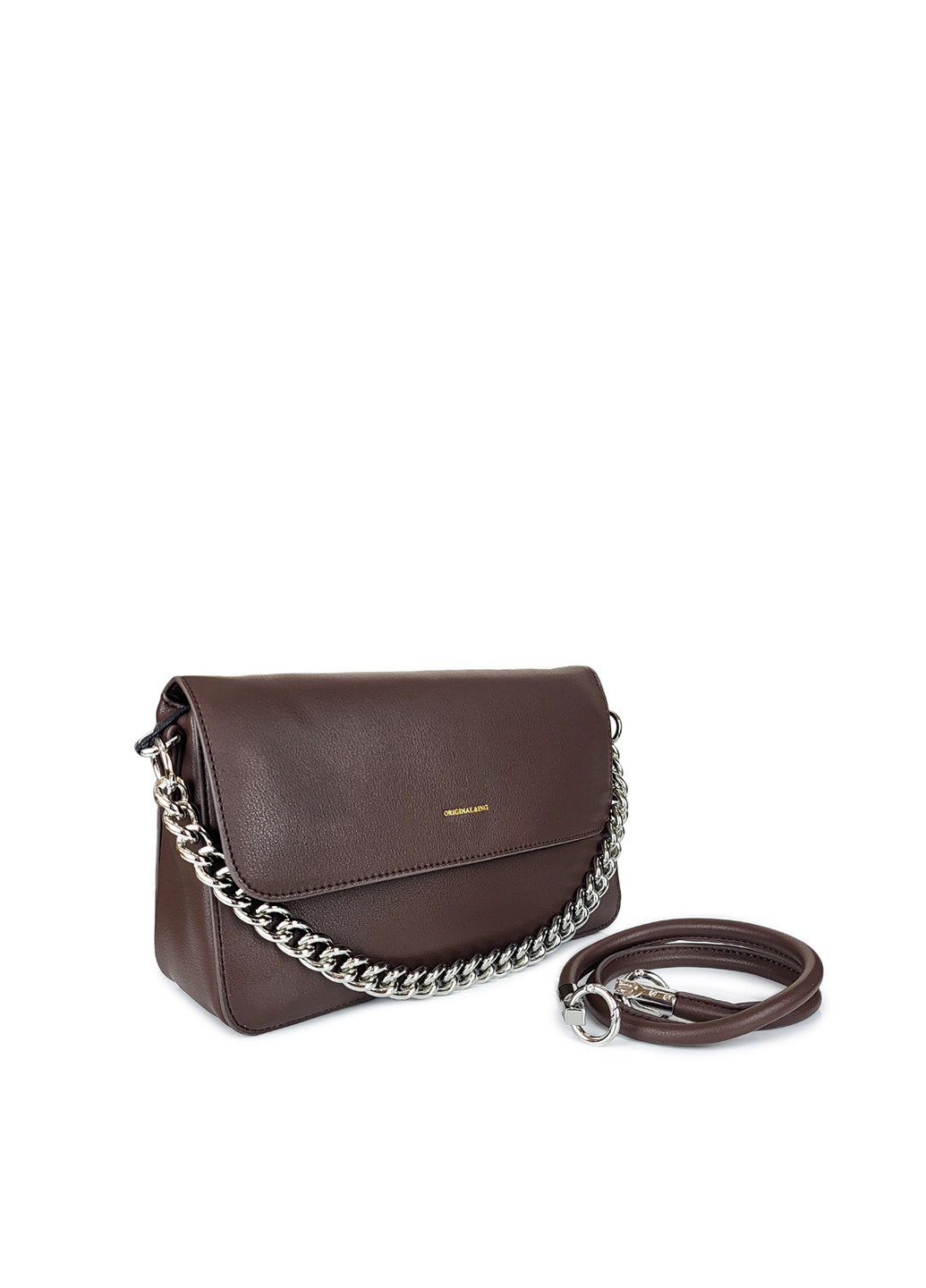 Шкіряна сумочка з ланцюжком шоколадна,,BD56027 шок Fashion (276390284)