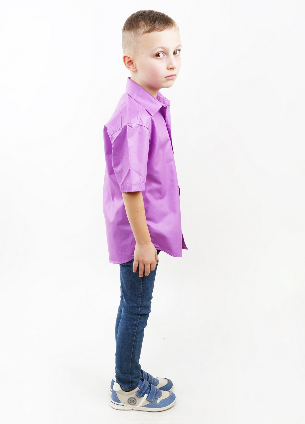 Светло-фиолетовая кэжуал рубашка однотонная Mtp