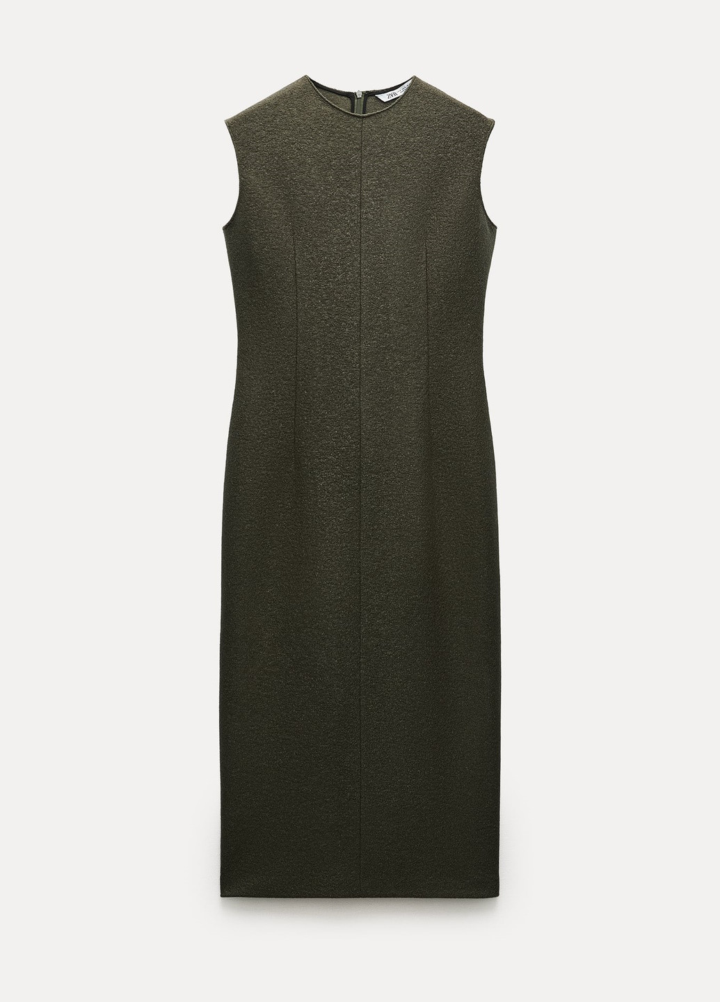Оливковое (хаки) деловое платье Zara однотонное