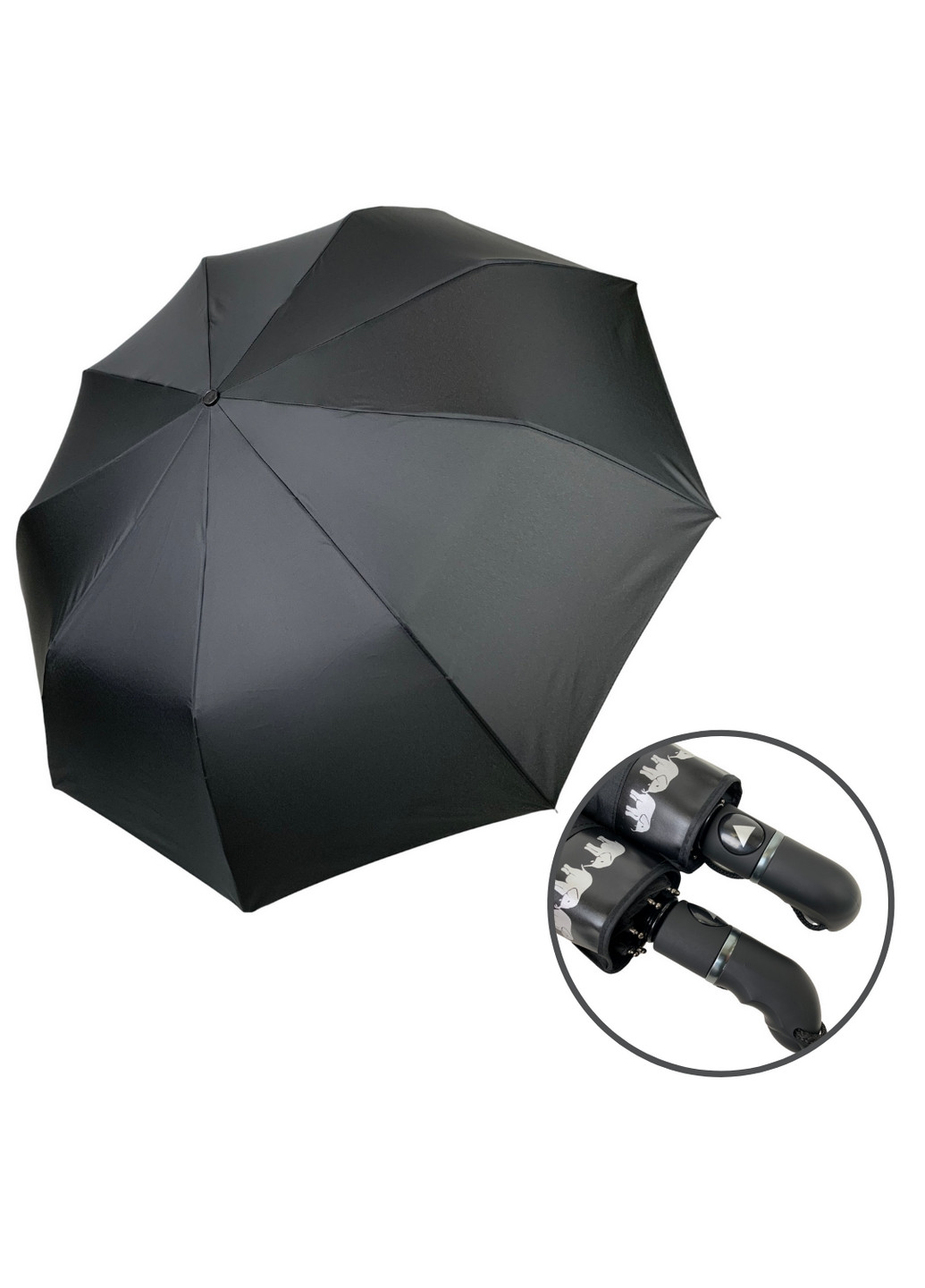 Чёрный мужской зонт полуавтомат Три Слона (276392425)