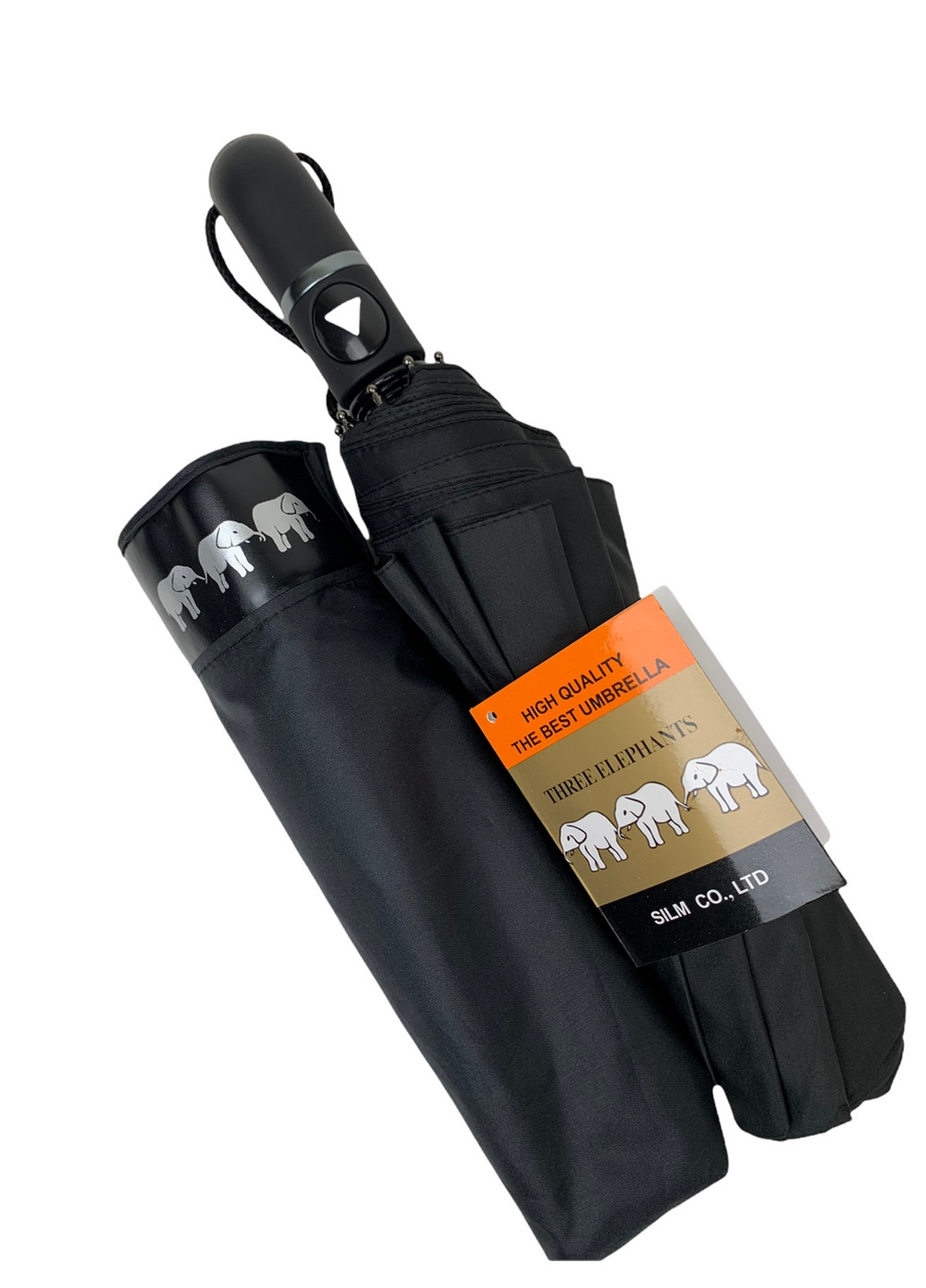 Чёрный мужской зонт полуавтомат Три Слона (276392425)