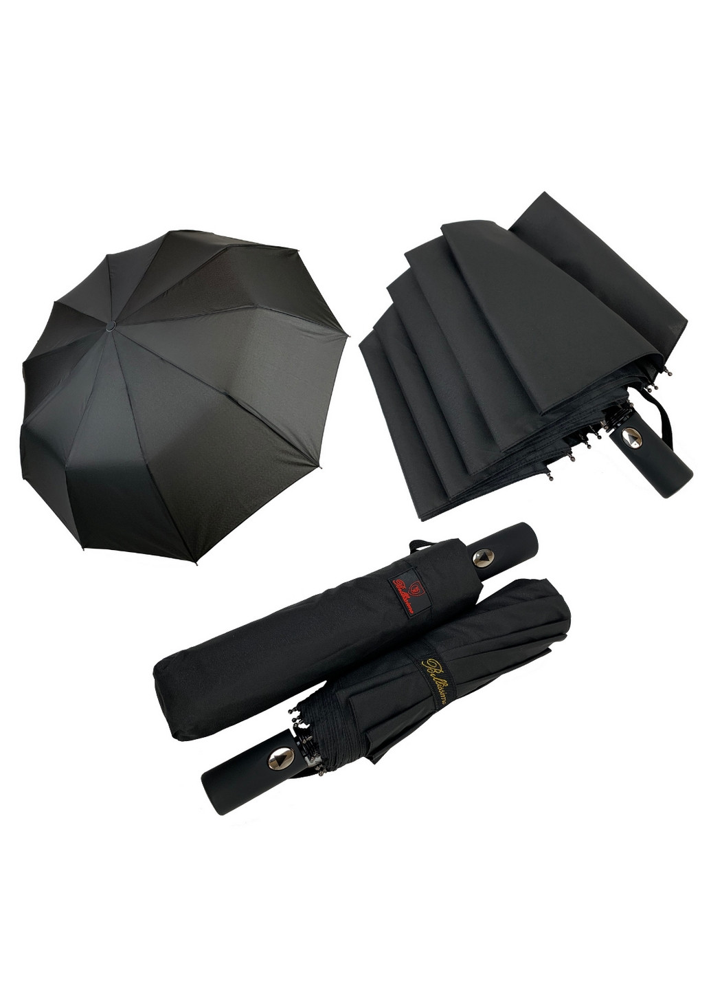 Чорна чоловіча складана парасолька напівавтомат Bellissima (276392547)