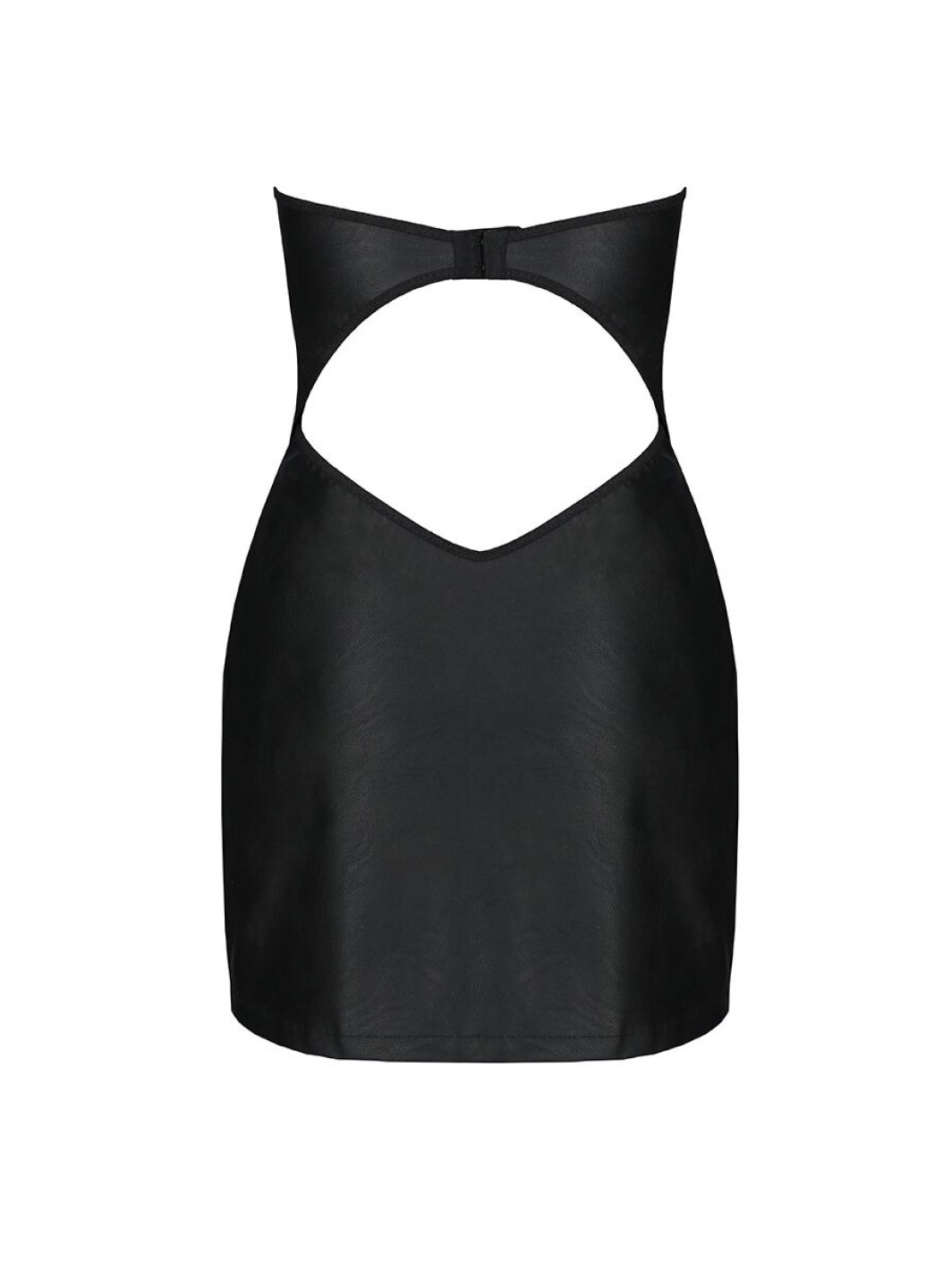 Мини-платье из экокожи CELINE CHEMISE black S/M — : шнуровка, трусики в комплекте Passion (276392836)