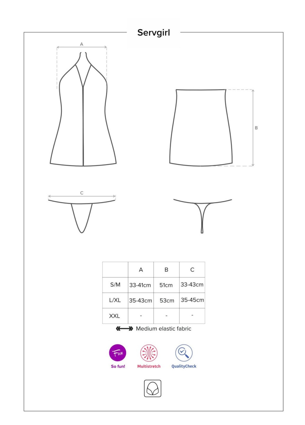 Эротический костюм горничной Servgirl costume S/M, халат, стринги, фартук, обруч Obsessive (276392853)