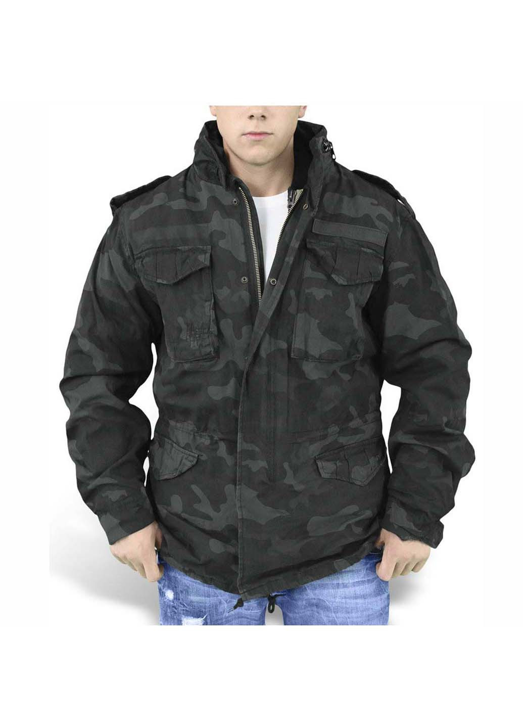 Черная зимняя куртка regiment m 65 jacket black camo Surplus