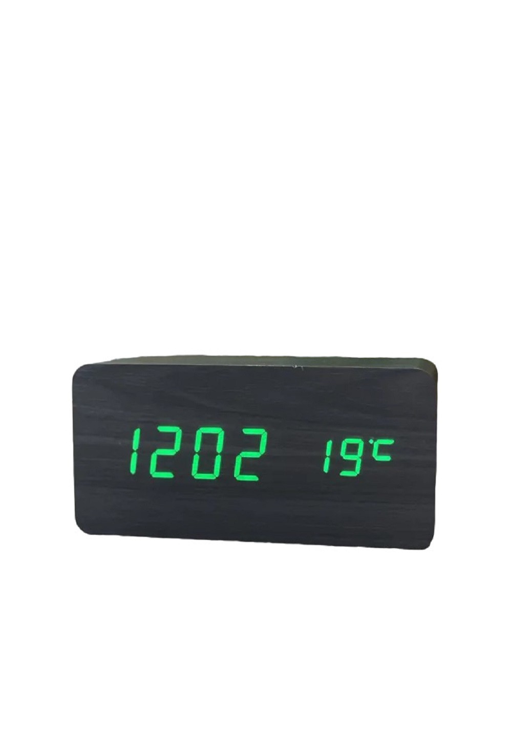 Годинник настільний з термометром VST-862 Чорний корпус Зелене підсвічування VTech (276534227)