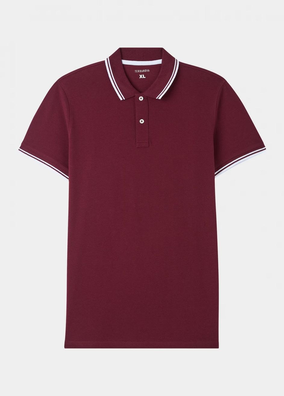 Бордовая футболка-поло для мужчин Terranova