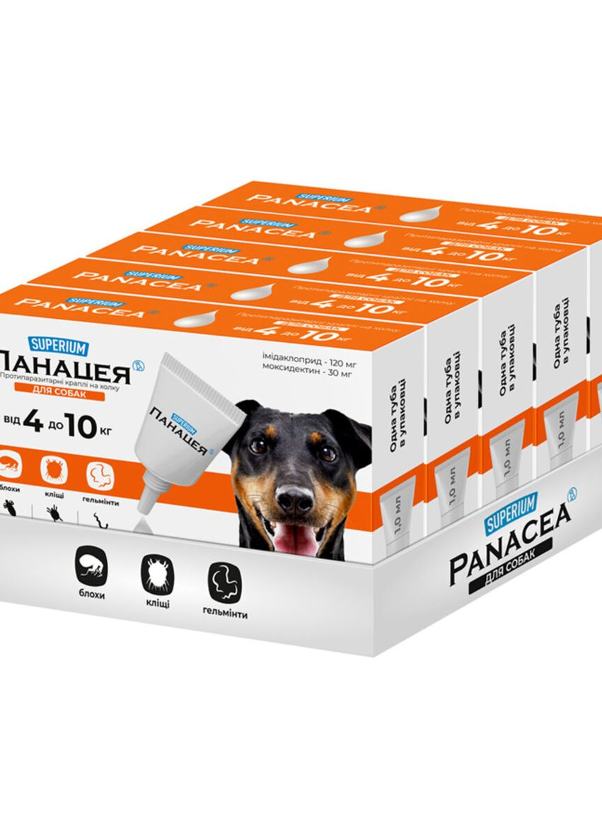 СУПЕРІУМ Панацея, протипаразитарні краплі на холку для собак, 4-10 кг Superium (276470549)