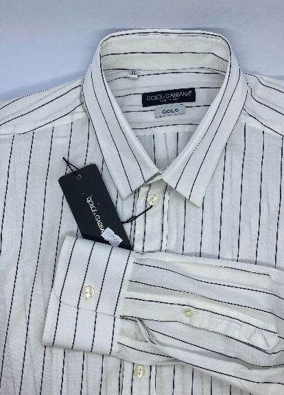 Белая классическая рубашка в полоску D&G