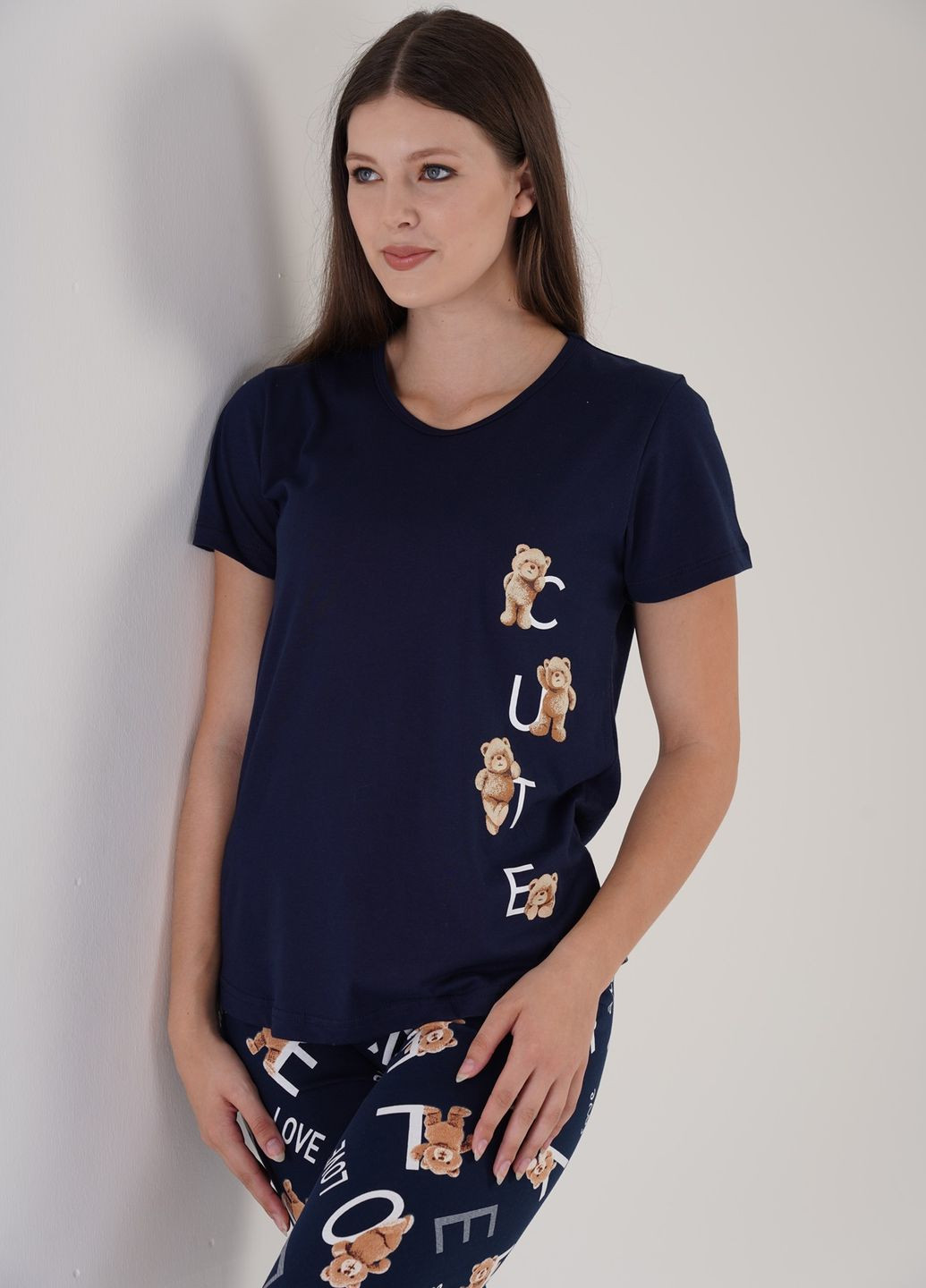 Синяя всесезон пижама ( футболка, бриджи) футболка + бриджи Vienetta