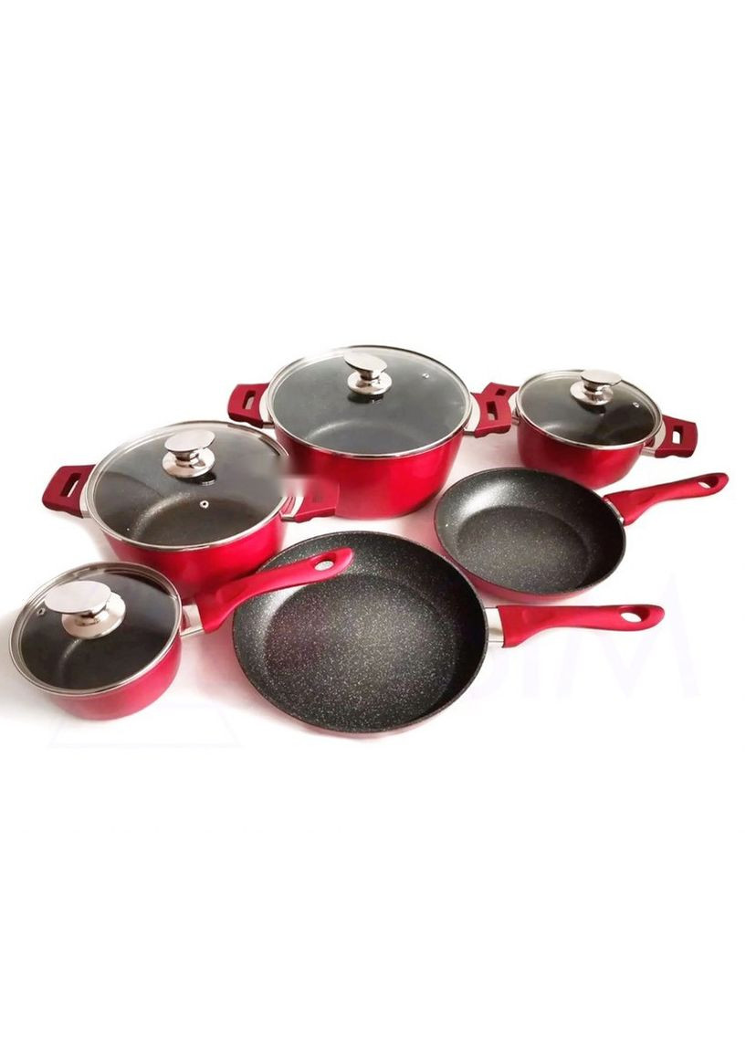 Набор посуды Benson с мраморным покрытием из 10 предметов Красный No Brand bn-335 (276530125)