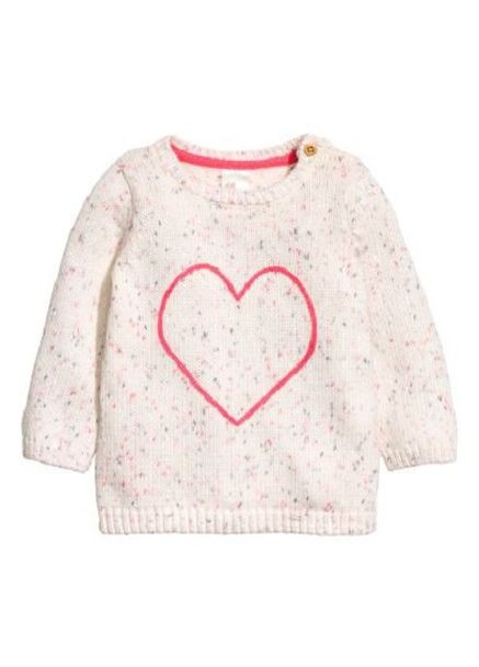 Молочний демісезонний светр з вишивкою H&M
