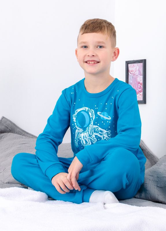 Голубая всесезон пижама для мальчика футболка + брюки Носи своє
