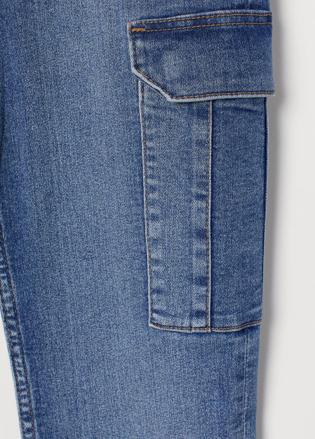 Вузькі джинси високої карго Синій Денім Демісезон H&M - (276534642)